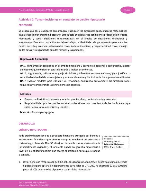 Actividad 2: Tomar decisiones en contexto de crédito hipotecario