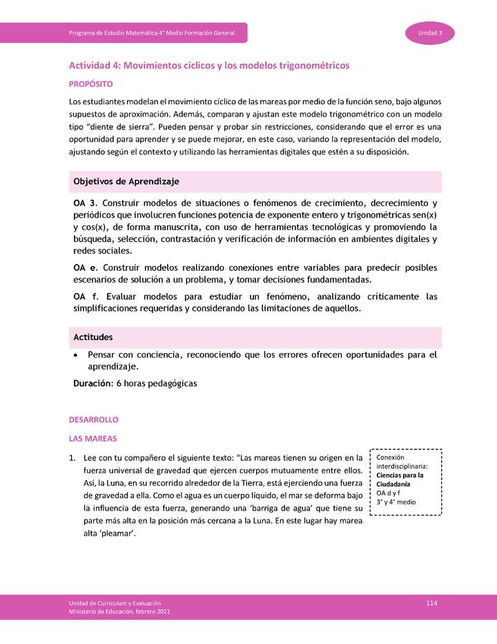 Actividad 4: Movimientos cíclicos y los modelos trigonométricos