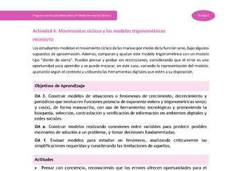 Actividad 4: Movimientos cíclicos y los modelos trigonométricos