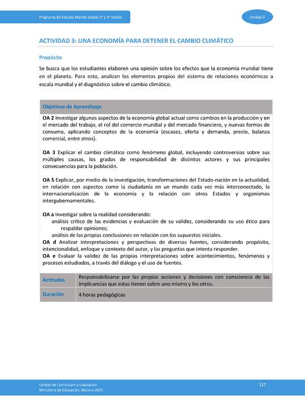 Actividad 3: Una economía para detener el cambio climático