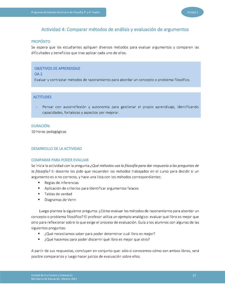 Actividad 4: Comparar métodos de análisis y evaluación de argumentos