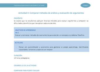 Actividad 4: Comparar métodos de análisis y evaluación de argumentos