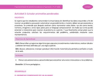 Actividad 2: Calcular promedios ponderados