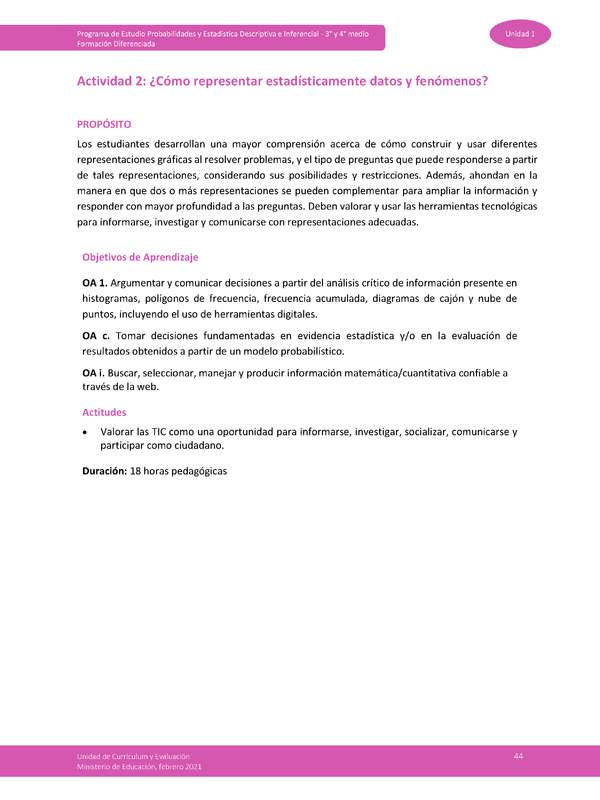 Actividad 2: ¿Cómo representar estadísticamente datos y fenómenos?