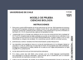 Modelo de prueba de Ciencias - Biología (2019)