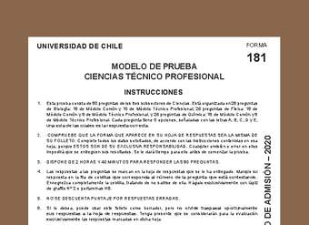 Modelo de prueba de Ciencias - Técnico Profesional (2019)