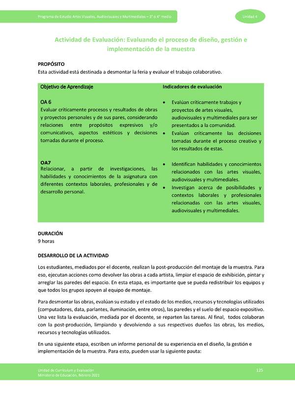 Actividad de evaluación: Evaluando el proceso de diseño, gestión e implementación de la muestra