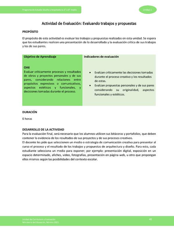 Actividad de evaluación: Evaluando trabajos y propuestas