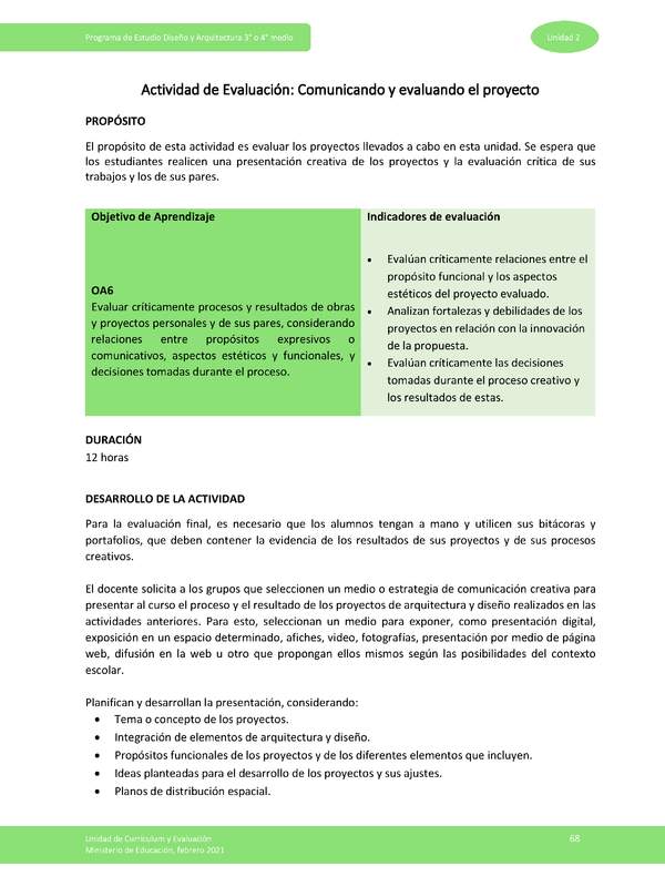 Actividad de evaluación: Comunicando y evaluando el proyecto