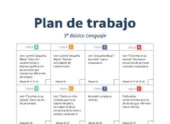 Plan de trabajo Lenguaje 3° básico