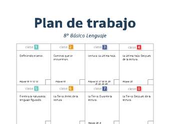 Plan de trabajo Lenguaje 8° básico