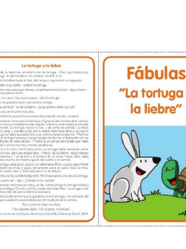 Fábula “La tortuga y la liebre”- Actividad día 4 de NT1