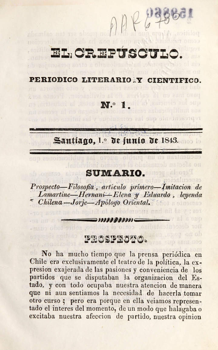 El Crepúsculo (1843-1844) El Crepúsculo (1843-1844)