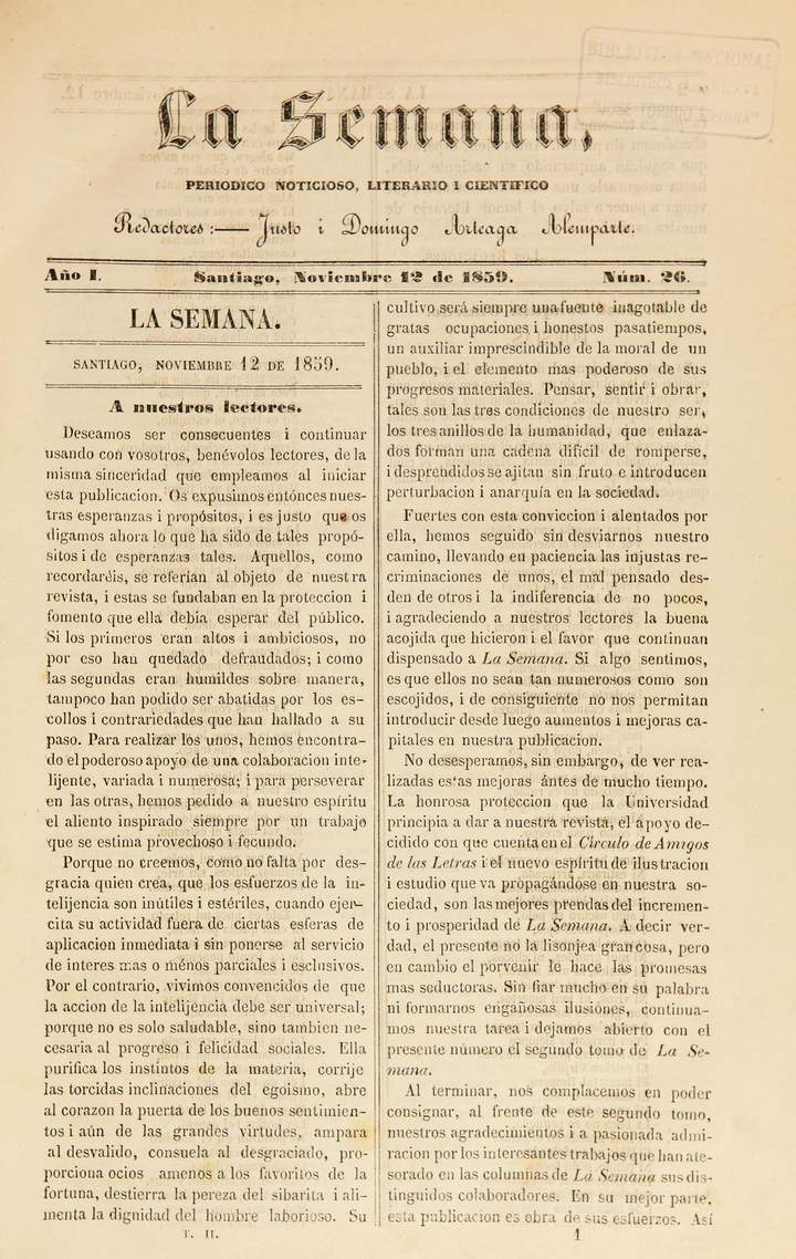 La semana (1859-1860) La semana (1859-1860)