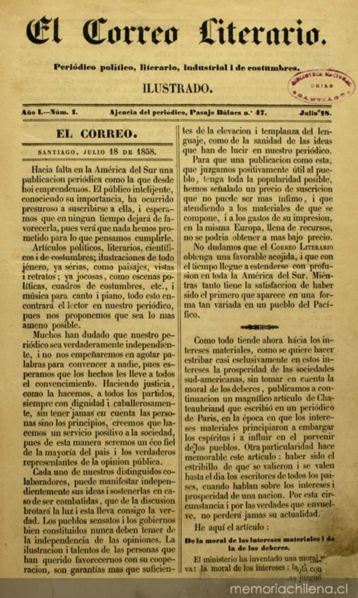 El Correo Literario (1858) (1864-1865) (1867) El Correo Literario (1858) (1864-1865) (1867)