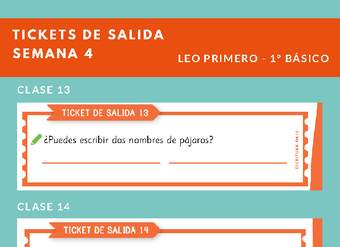 Ticket de salida Lenguaje y comunicación 1º básico Unidad 1 Semana 4