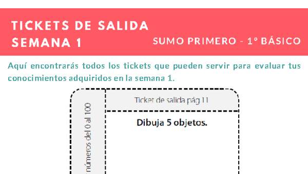 Ticket de salida Matemática 1º básico Unidad 1 Semana 1