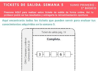 Ticket de salida Matemática 1º básico Unidad 1 Semana 5