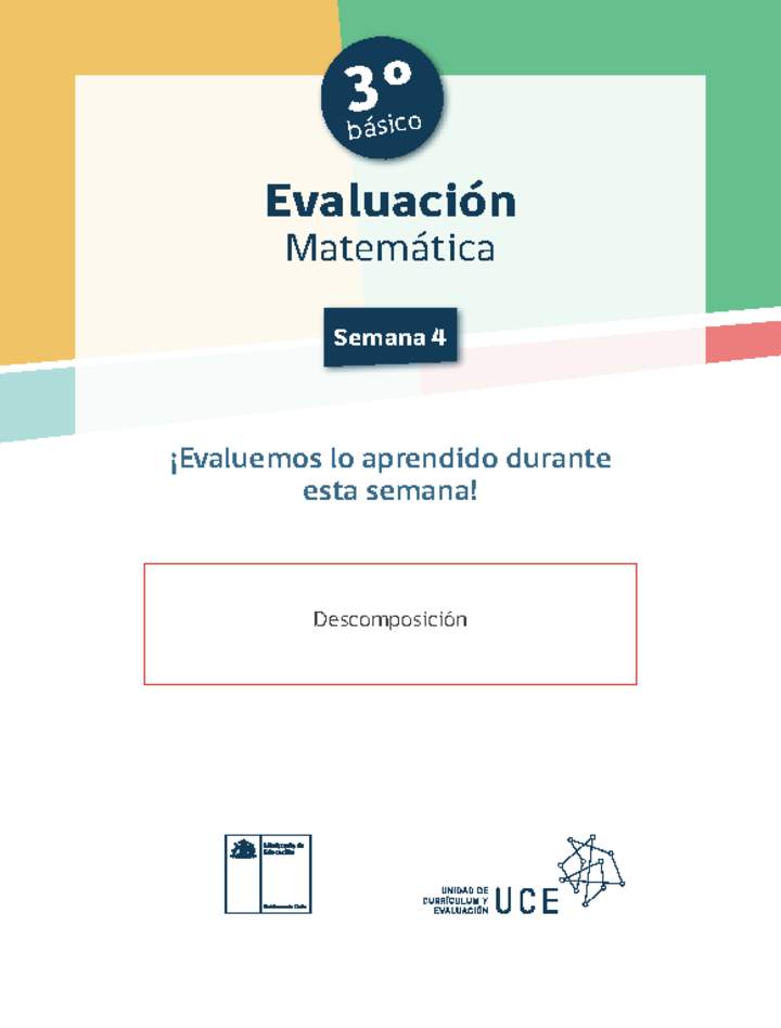 Evaluación Matemática 3° básico Unidad 1 Semana 4