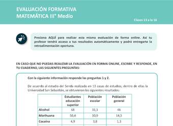 Evaluación Matemática 3° medio Unidad 1 Semana 4