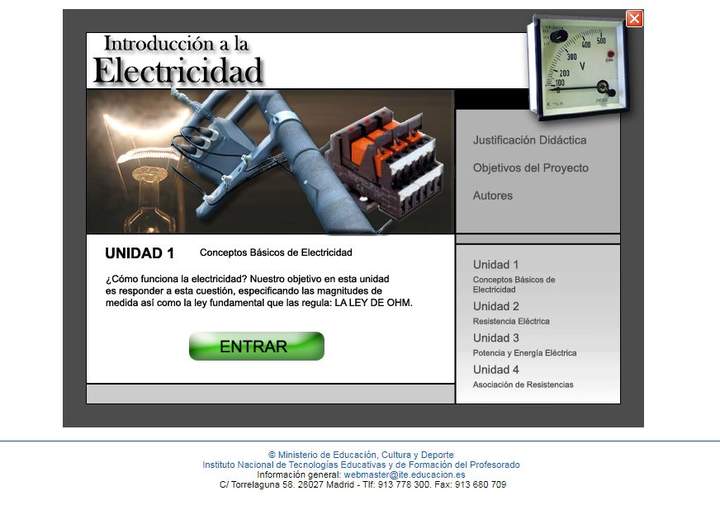 Programa interactivo de introducción a la electricidad básica