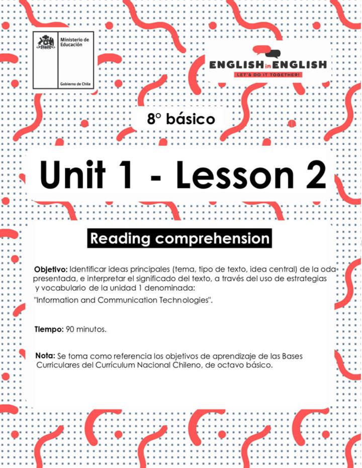 Lesson 2 Inglés 8º básico