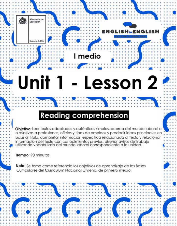 Lesson 2 Inglés 1º medio