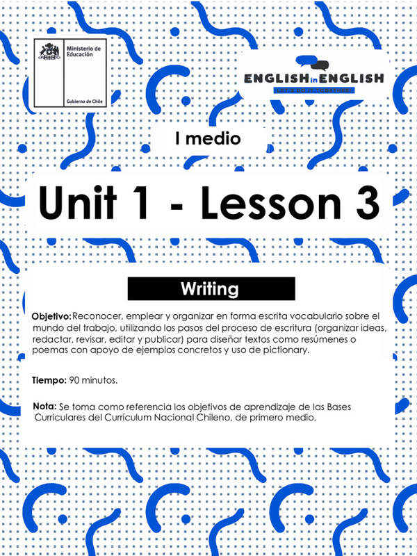 Lesson 3 Inglés 1º medio