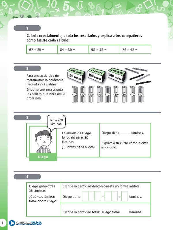 Ejercicios variados con números naturales