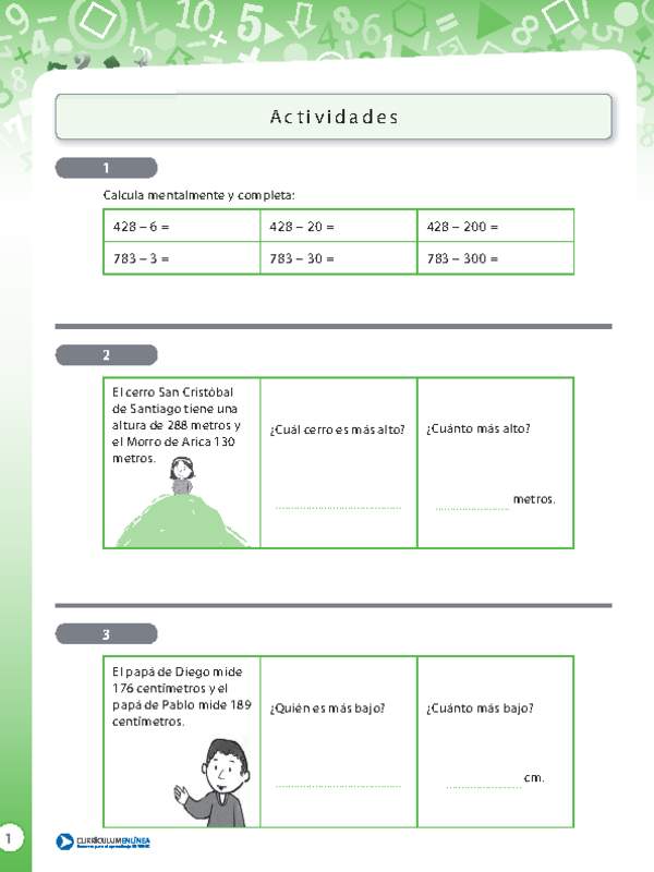 Resolución de problemas que involucra comparar y sustraer números naturales de tres dígitos