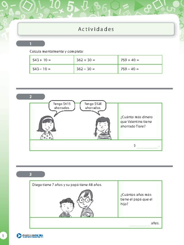 Resolución de problemas que involucra adición y sustracción de números naturales de tres dígitos 1