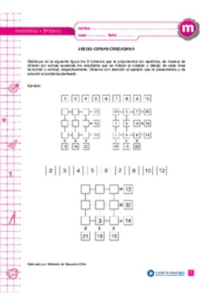 Juego : cifras cruzadas 9