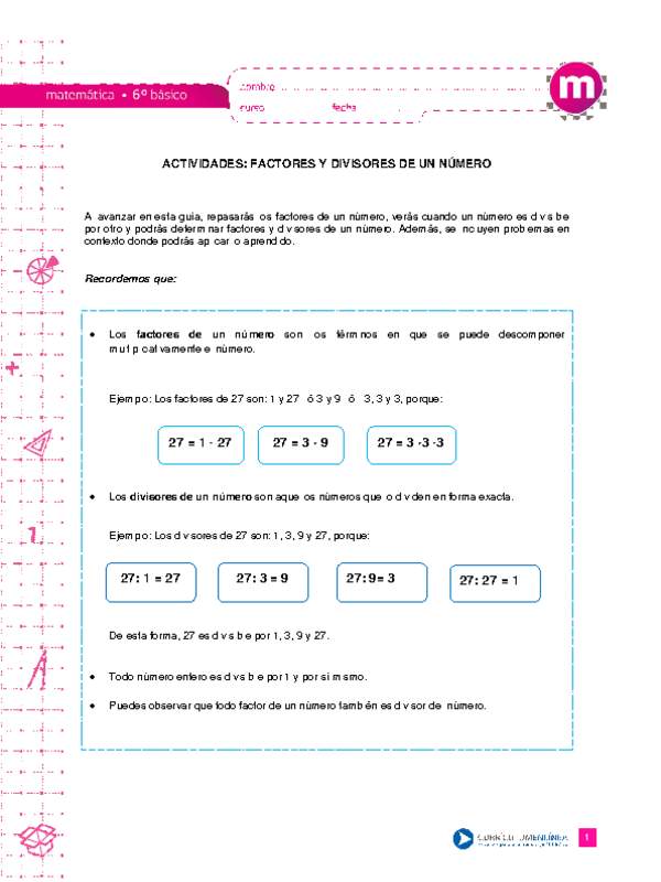 Factores y divisores de un número