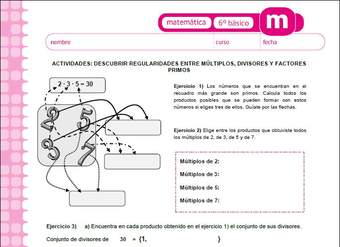 Descubrir regularidades entre multiplos, divisores y factores primos