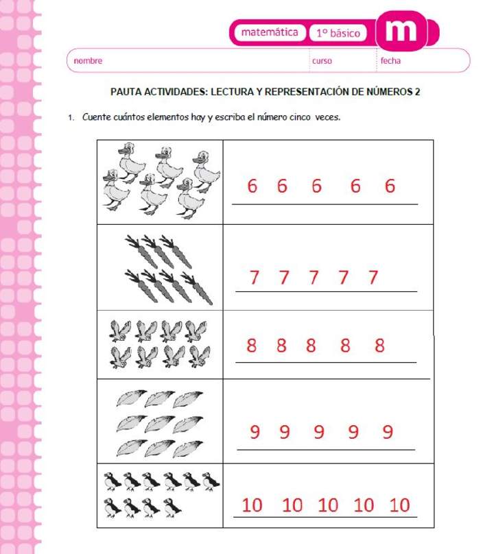 Lectura y representación de números 2