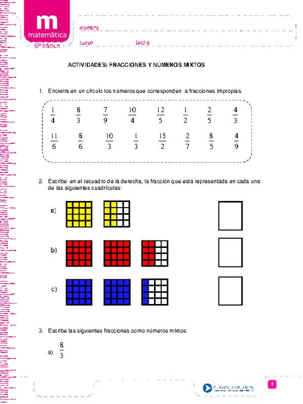 Fracciones y números mixtos