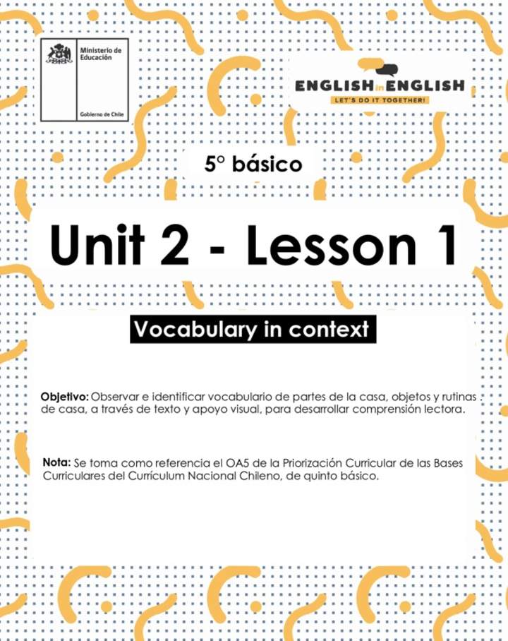 Actividades: 5° Básico Unidad 2 - Lesson 1