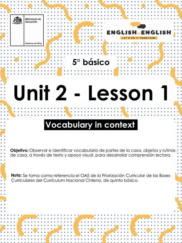 Actividades: 5° Básico Unidad 2 - Lesson 1