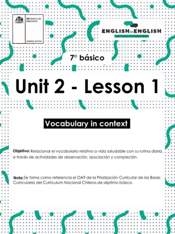 Actividades: 7° Básico Unidad 2 - Lesson 1