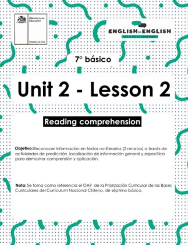 Actividades: 7° Básico Unidad 2 - Lesson 2