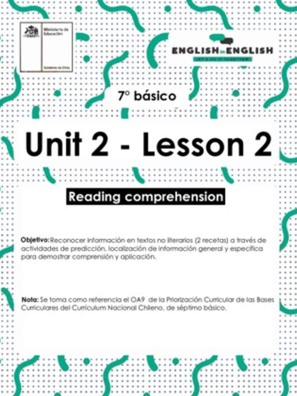 Actividades: 7° Básico Unidad 2 - Lesson 2