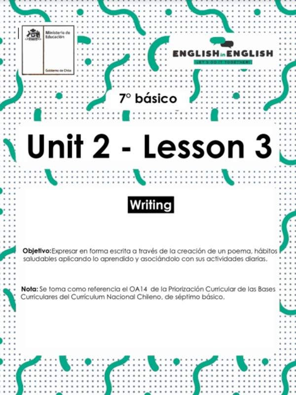 Actividades: 7° Básico Unidad 2 - Lesson 3