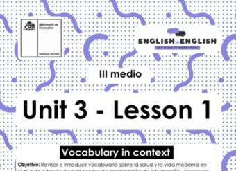 Actividades: 3° Medio Unidad 3 - Lesson 1