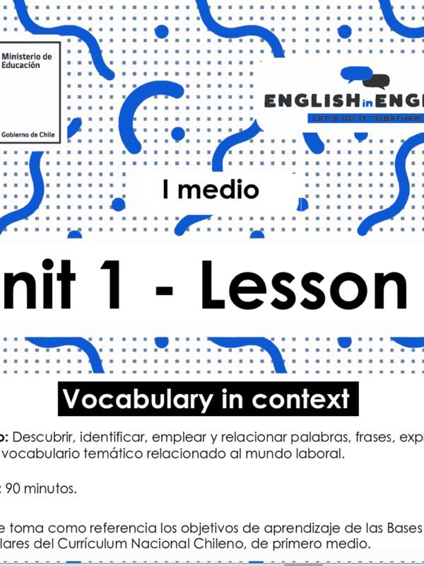 Lesson 1 Inglés 1º medio