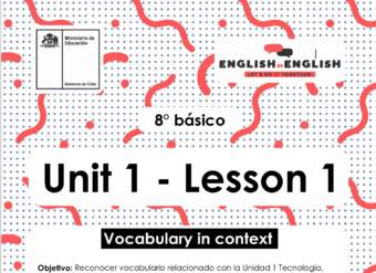 Lesson 1 Inglés 8º básico