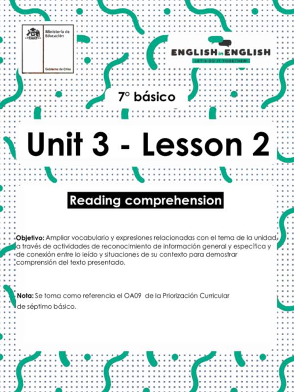 Actividades: 7° Básico Unidad 3 - Lesson 2