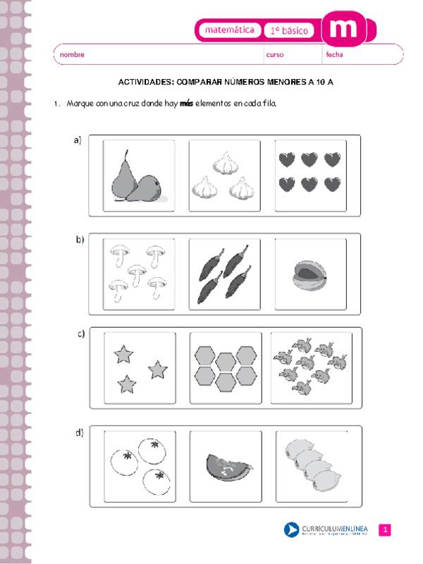 Comparar numeros menores a 10 (I)