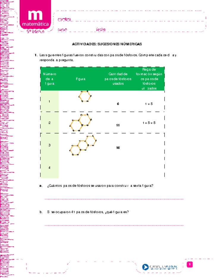 Sucesiones numéricas Aprendo en Línea ESTUDIANTE
