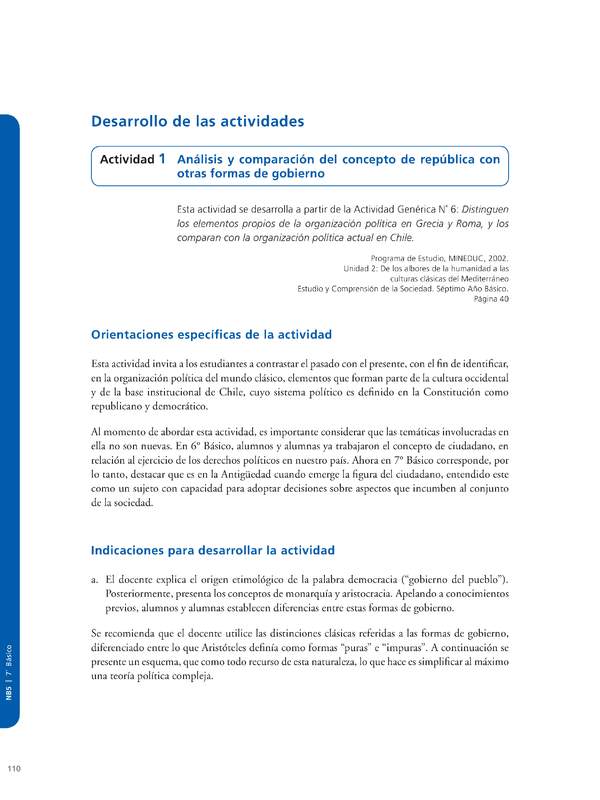 Actividad de Educación Ciudadana: Historia, Geografía y Ciencias Sociales 7º básico - Análisis y comparación del concepto de república con otras formas de gobierno