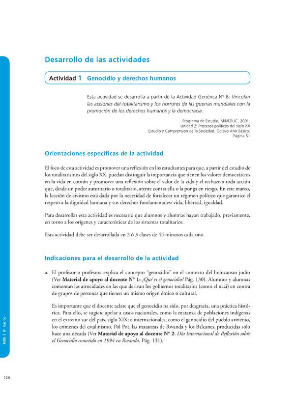 Actividad de Educación Ciudadana: Historia, Geografía y Ciencias Sociales 8º básico - Genocidio y derechos humanos